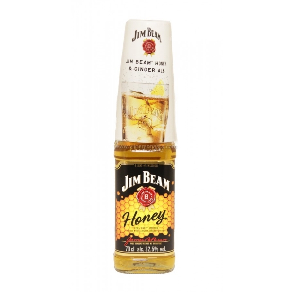 Jim Beam Honey 32,5% 70cl komplekts ar glāzi