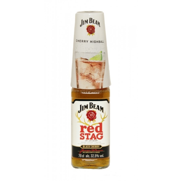 Jim Beam Red Stag Cherry 32,5% 70cl komplekts ar glāzi